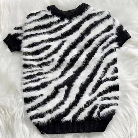 Doggo Zebra Luxe Fur Sweater
